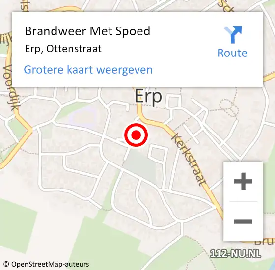 Locatie op kaart van de 112 melding: Brandweer Met Spoed Naar Erp, Ottenstraat op 6 juni 2023 21:23