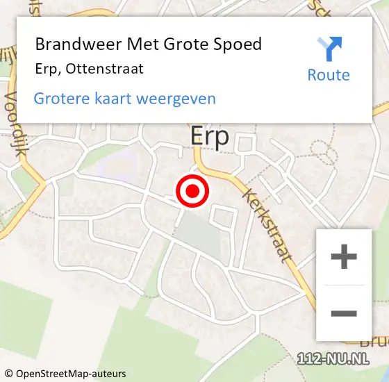 Locatie op kaart van de 112 melding: Brandweer Met Grote Spoed Naar Erp, Ottenstraat op 6 juni 2023 21:24