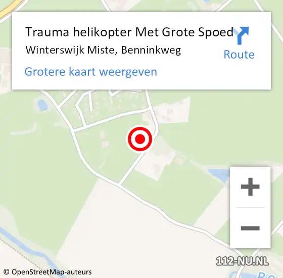 Locatie op kaart van de 112 melding: Trauma helikopter Met Grote Spoed Naar Winterswijk Miste, Benninkweg op 6 juni 2023 21:40