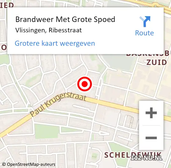 Locatie op kaart van de 112 melding: Brandweer Met Grote Spoed Naar Vlissingen, Ribesstraat op 6 juni 2023 21:42