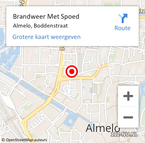 Locatie op kaart van de 112 melding: Brandweer Met Spoed Naar Almelo, Boddenstraat op 6 juni 2023 22:14