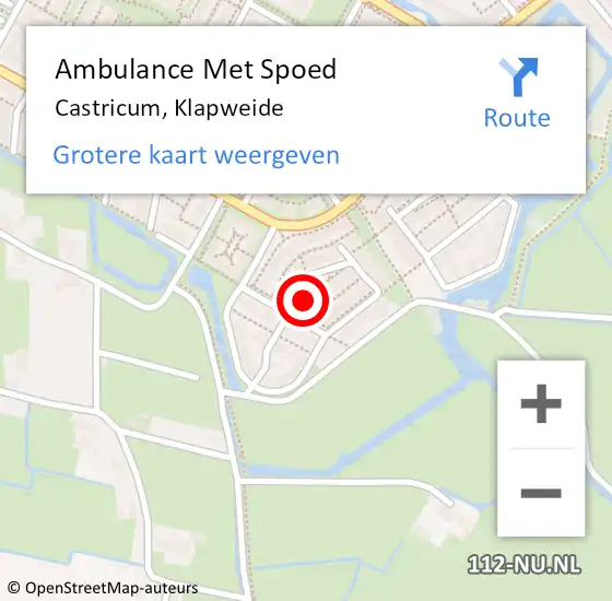 Locatie op kaart van de 112 melding: Ambulance Met Spoed Naar Castricum, Klapweide op 6 juni 2023 22:19