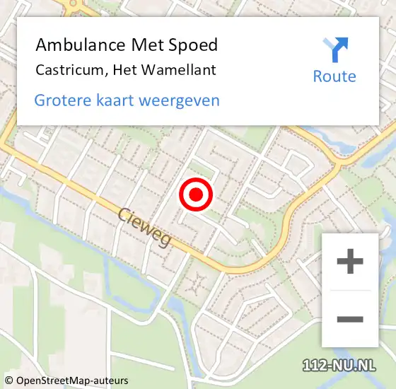 Locatie op kaart van de 112 melding: Ambulance Met Spoed Naar Castricum, Het Wamellant op 7 juni 2023 00:23