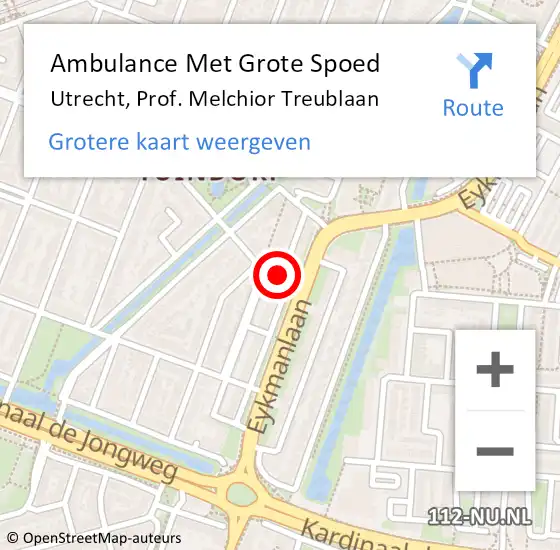 Locatie op kaart van de 112 melding: Ambulance Met Grote Spoed Naar Utrecht, Prof. Melchior Treublaan op 12 oktober 2013 22:24