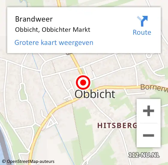 Locatie op kaart van de 112 melding: Brandweer Obbicht, Obbichter Markt op 28 augustus 2014 03:55