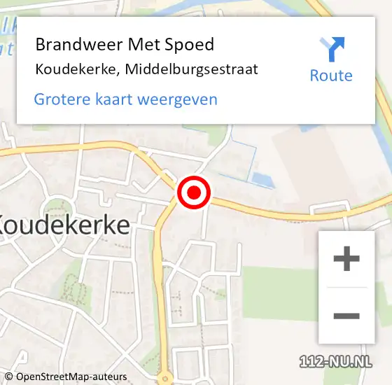 Locatie op kaart van de 112 melding: Brandweer Met Spoed Naar Koudekerke, Middelburgsestraat op 7 juni 2023 01:13