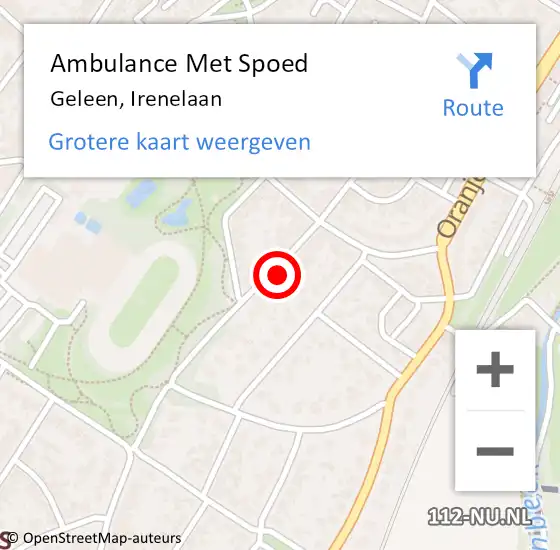 Locatie op kaart van de 112 melding: Ambulance Met Spoed Naar Geleen, Irenelaan op 28 augustus 2014 04:00