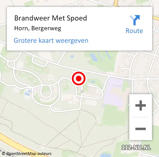 Locatie op kaart van de 112 melding: Brandweer Met Spoed Naar Horn, Bergerweg op 7 juni 2023 02:11