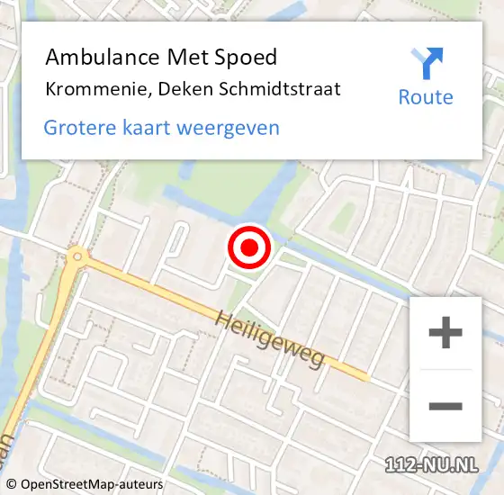 Locatie op kaart van de 112 melding: Ambulance Met Spoed Naar Krommenie, Deken Schmidtstraat op 7 juni 2023 02:33