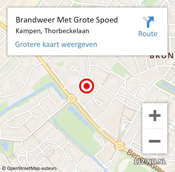 Locatie op kaart van de 112 melding: Brandweer Met Grote Spoed Naar Kampen, Thorbeckelaan op 7 juni 2023 02:34