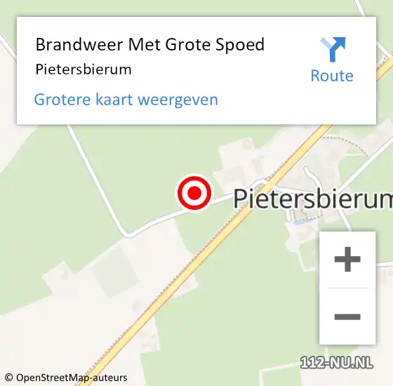 Locatie op kaart van de 112 melding: Brandweer Met Grote Spoed Naar Pietersbierum op 28 augustus 2014 04:19