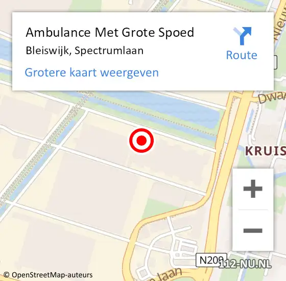 Locatie op kaart van de 112 melding: Ambulance Met Grote Spoed Naar Bleiswijk, Spectrumlaan op 7 juni 2023 07:10