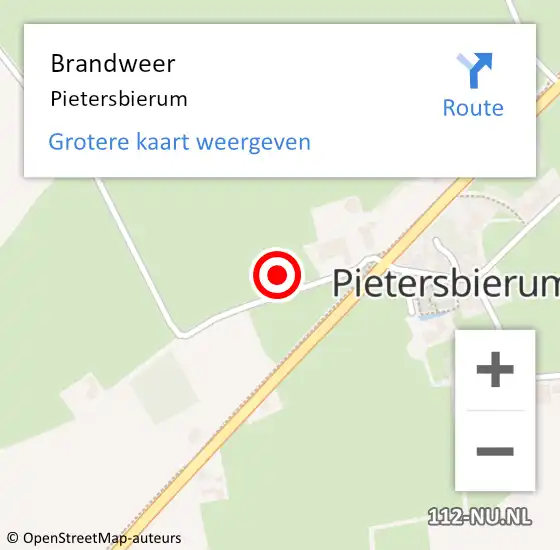 Locatie op kaart van de 112 melding: Brandweer Pietersbierum op 28 augustus 2014 04:22