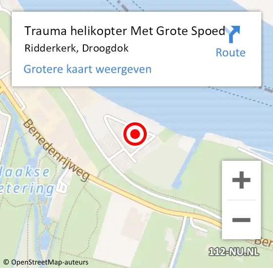 Locatie op kaart van de 112 melding: Trauma helikopter Met Grote Spoed Naar Ridderkerk, Droogdok op 7 juni 2023 07:13