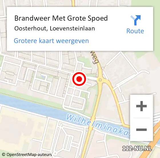 Locatie op kaart van de 112 melding: Brandweer Met Grote Spoed Naar Oosterhout, Loevensteinlaan op 7 juni 2023 08:14