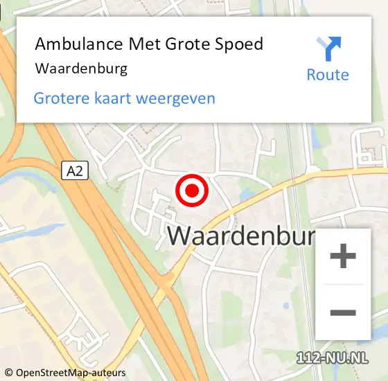 Locatie op kaart van de 112 melding: Ambulance Met Grote Spoed Naar Waardenburg op 7 juni 2023 08:22