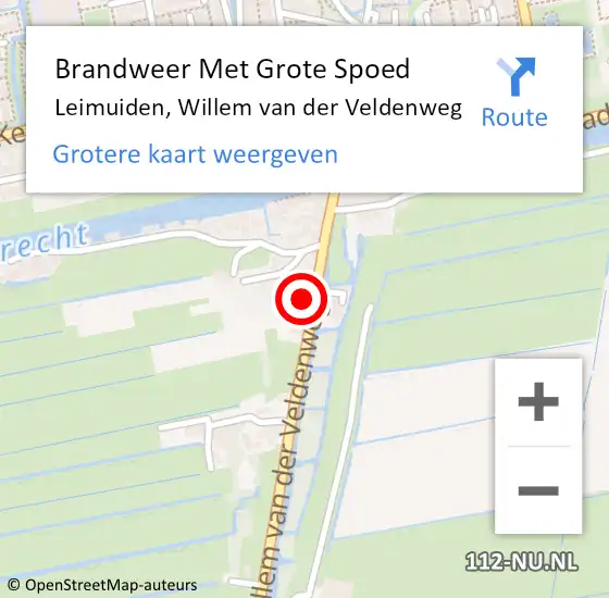 Locatie op kaart van de 112 melding: Brandweer Met Grote Spoed Naar Leimuiden, Willem van der Veldenweg op 7 juni 2023 08:26