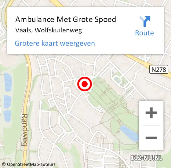 Locatie op kaart van de 112 melding: Ambulance Met Grote Spoed Naar Vaals, Wolfskuilenweg op 28 augustus 2014 05:06