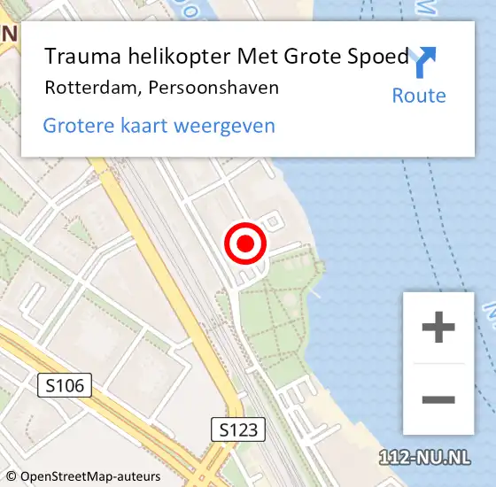 Locatie op kaart van de 112 melding: Trauma helikopter Met Grote Spoed Naar Rotterdam, Persoonshaven op 7 juni 2023 09:17