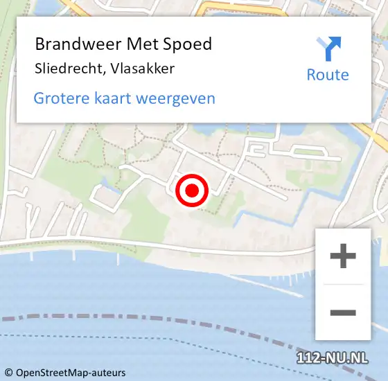 Locatie op kaart van de 112 melding: Brandweer Met Spoed Naar Sliedrecht, Vlasakker op 7 juni 2023 09:29