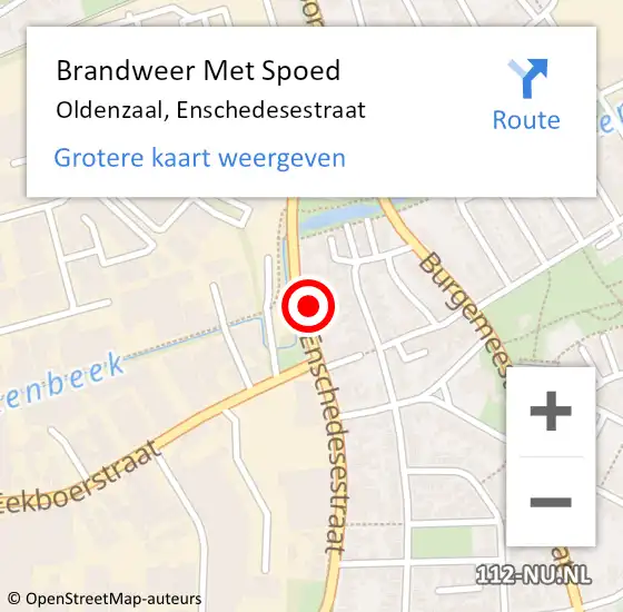 Locatie op kaart van de 112 melding: Brandweer Met Spoed Naar Oldenzaal, Enschedesestraat op 7 juni 2023 09:37