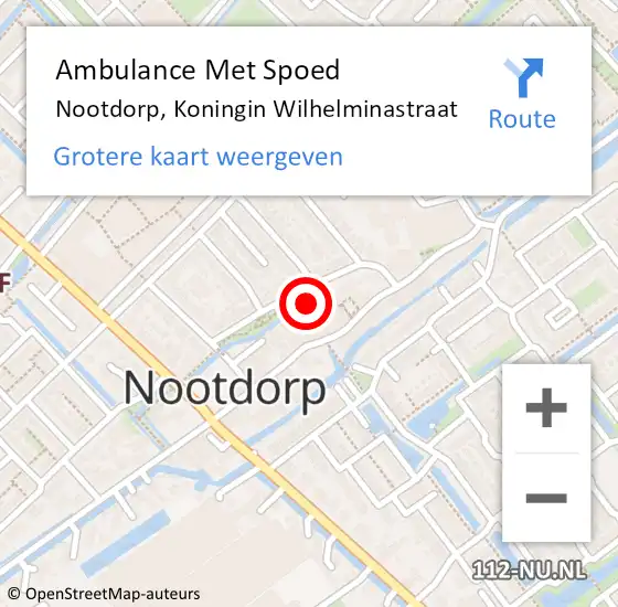 Locatie op kaart van de 112 melding: Ambulance Met Spoed Naar Nootdorp, Koningin Wilhelminastraat op 7 juni 2023 09:45