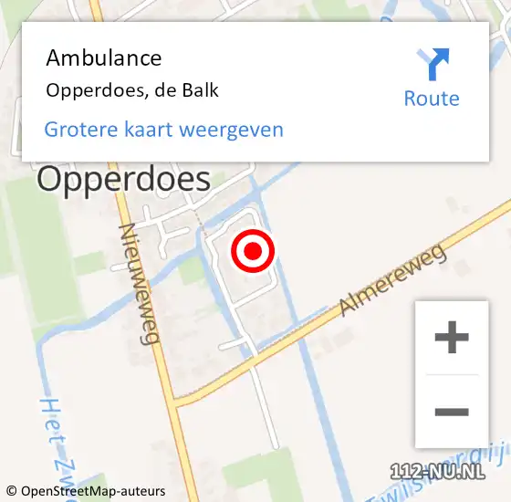 Locatie op kaart van de 112 melding: Ambulance Opperdoes, de Balk op 7 juni 2023 09:50