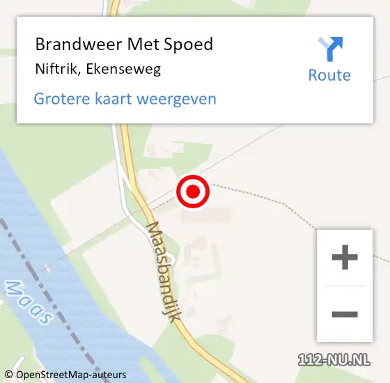 Locatie op kaart van de 112 melding: Brandweer Met Spoed Naar Niftrik, Ekenseweg op 7 juni 2023 09:55