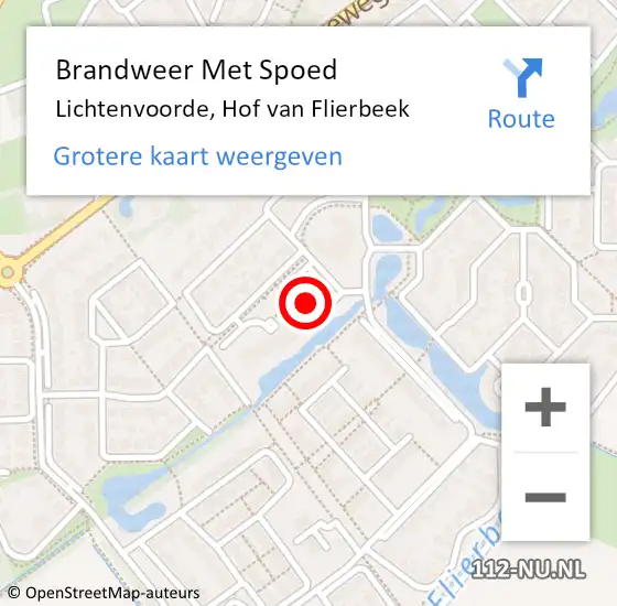 Locatie op kaart van de 112 melding: Brandweer Met Spoed Naar Lichtenvoorde, Hof van Flierbeek op 7 juni 2023 10:04