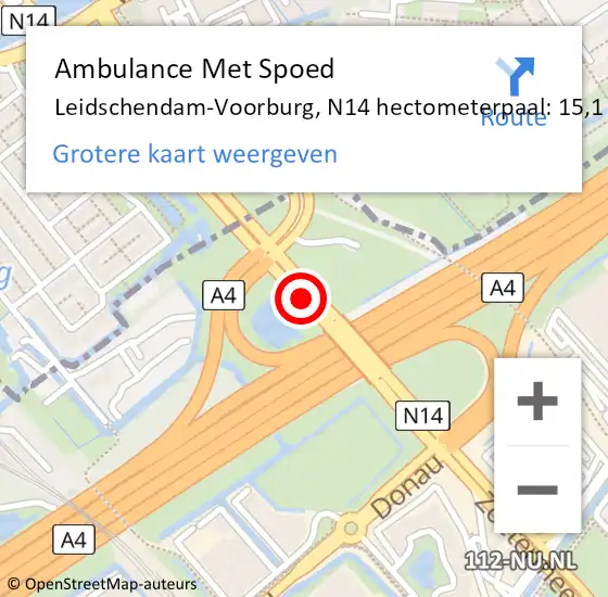 Locatie op kaart van de 112 melding: Ambulance Met Spoed Naar Leidschendam-Voorburg, N14 hectometerpaal: 15,1 op 7 juni 2023 10:09