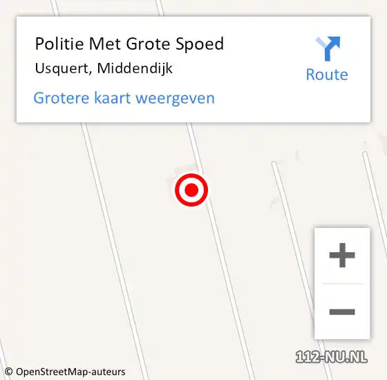 Locatie op kaart van de 112 melding: Politie Met Grote Spoed Naar Usquert, Middendijk op 7 juni 2023 10:14