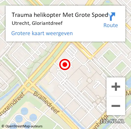 Locatie op kaart van de 112 melding: Trauma helikopter Met Grote Spoed Naar Utrecht, Gloriantdreef op 7 juni 2023 10:20