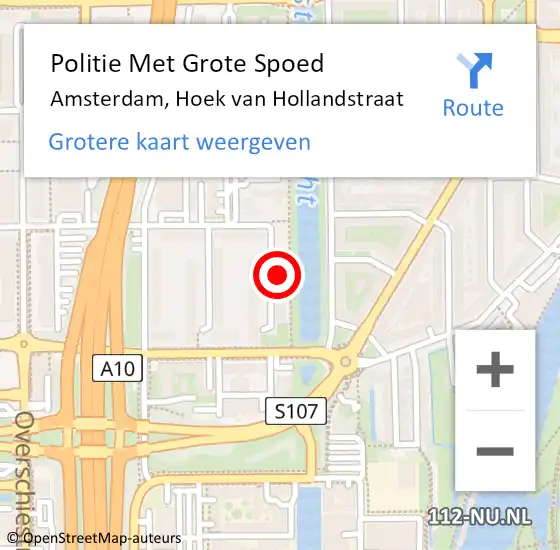 Locatie op kaart van de 112 melding: Politie Met Grote Spoed Naar Amsterdam, Hoek van Hollandstraat op 7 juni 2023 10:56