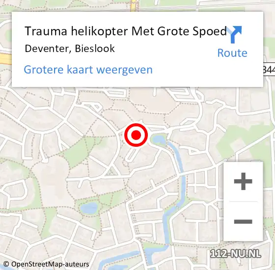 Locatie op kaart van de 112 melding: Trauma helikopter Met Grote Spoed Naar Deventer, Bieslook op 7 juni 2023 11:23