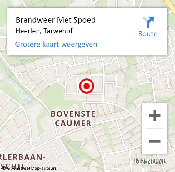 Locatie op kaart van de 112 melding: Brandweer Met Spoed Naar Heerlen, Tarwehof op 7 juni 2023 11:25