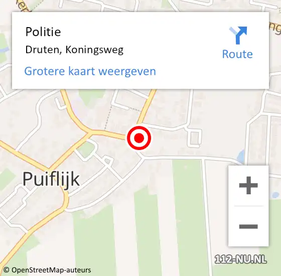 Locatie op kaart van de 112 melding: Politie Druten, Koningsweg op 7 juni 2023 11:28