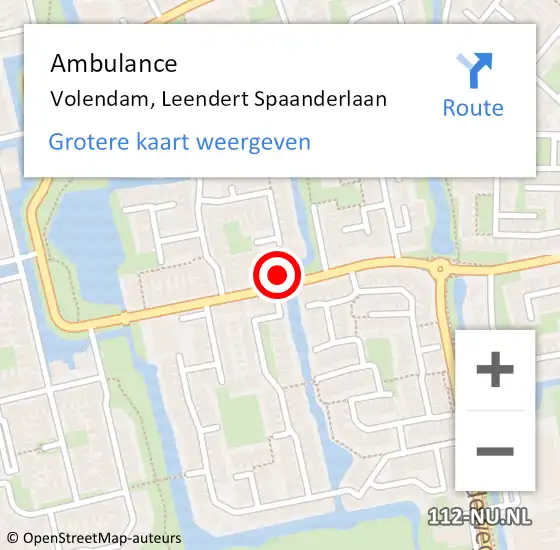 Locatie op kaart van de 112 melding: Ambulance Volendam, Leendert Spaanderlaan op 7 juni 2023 11:39