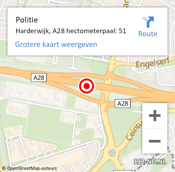 Locatie op kaart van de 112 melding: Politie Harderwijk, A28 hectometerpaal: 51 op 7 juni 2023 11:47