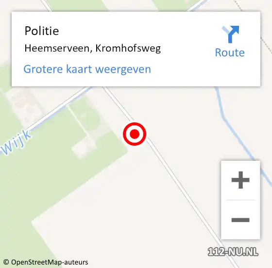 Locatie op kaart van de 112 melding: Politie Heemserveen, Kromhofsweg op 7 juni 2023 11:51