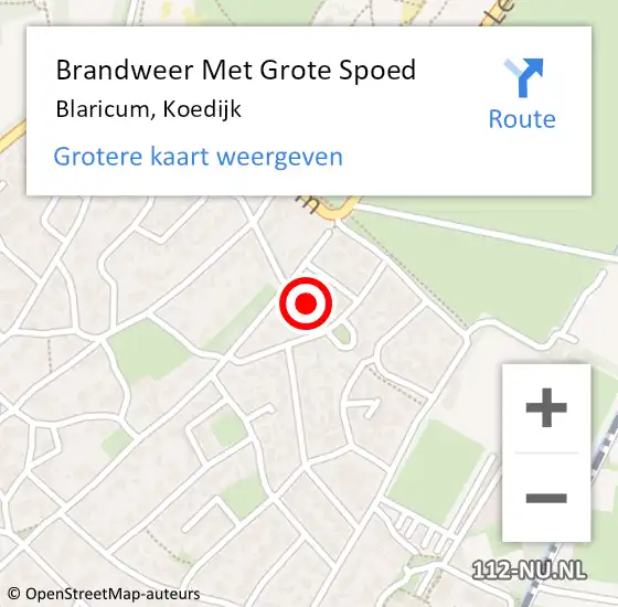 Locatie op kaart van de 112 melding: Brandweer Met Grote Spoed Naar Blaricum, Koedijk op 7 juni 2023 11:53