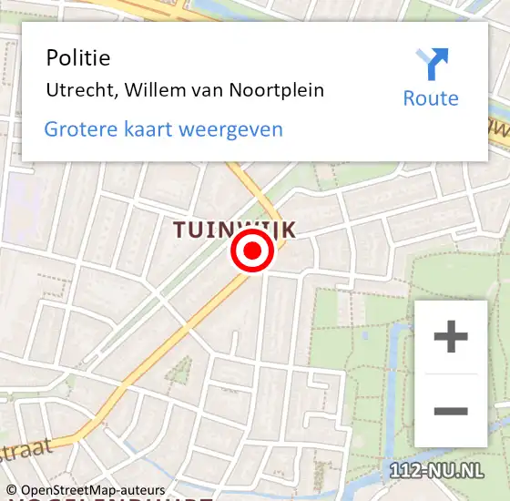 Locatie op kaart van de 112 melding: Politie Utrecht, Willem van Noortplein op 7 juni 2023 11:58