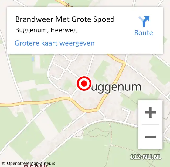 Locatie op kaart van de 112 melding: Brandweer Met Grote Spoed Naar Buggenum, Heerweg op 7 juni 2023 12:05