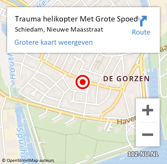 Locatie op kaart van de 112 melding: Trauma helikopter Met Grote Spoed Naar Schiedam, Nieuwe Maasstraat op 7 juni 2023 12:09