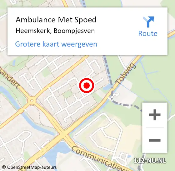 Locatie op kaart van de 112 melding: Ambulance Met Spoed Naar Heemskerk, Boompjesven op 7 juni 2023 12:12