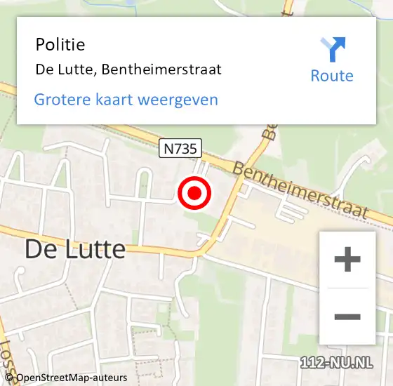 Locatie op kaart van de 112 melding: Politie De Lutte, Bentheimerstraat op 7 juni 2023 12:14