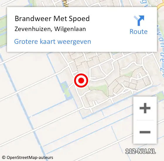 Locatie op kaart van de 112 melding: Brandweer Met Spoed Naar Zevenhuizen, Wilgenlaan op 7 juni 2023 12:25