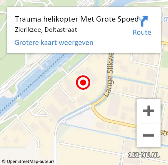Locatie op kaart van de 112 melding: Trauma helikopter Met Grote Spoed Naar Zierikzee, Deltastraat op 7 juni 2023 12:43