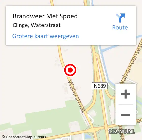 Locatie op kaart van de 112 melding: Brandweer Met Spoed Naar Clinge, Waterstraat op 7 juni 2023 13:06