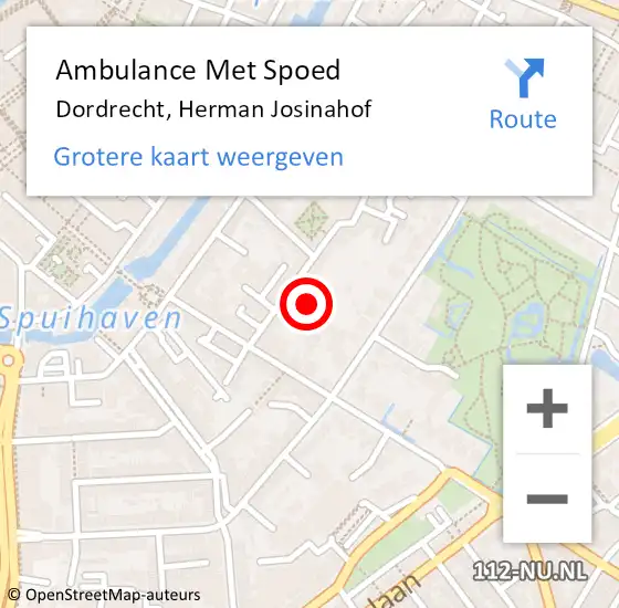 Locatie op kaart van de 112 melding: Ambulance Met Spoed Naar Dordrecht, Herman Josinahof op 7 juni 2023 13:16