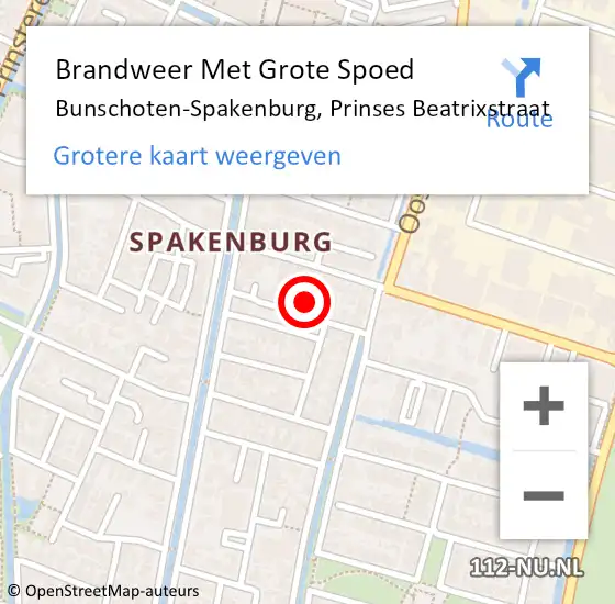 Locatie op kaart van de 112 melding: Brandweer Met Grote Spoed Naar Bunschoten-Spakenburg, Prinses Beatrixstraat op 7 juni 2023 13:25